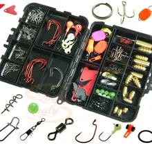 128 шт. рыболовные аксессуары крючки Вертлюги защелкивающиеся Крючки рыболовные стопоры для грузил с коробкой набор для рыбалки