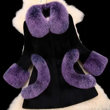 Kaufen Weibliche Hohe Qualität Herbst Winter Plus Größe Fuchs Pelz Voll Verdickung Leder Kaninchen Fell Langen Mantel Pelz Warme Jacke