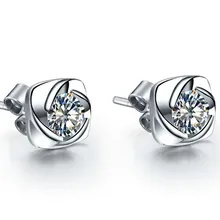 18 K Золото Вихревой узор 0.3CT/шт женские серьги SONA алмазные серьги Свадебные украшения для вечеринки Белое золото шпильки Свадебные