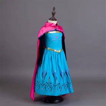 

Snow Queen fantasy Anna Dresses for Girls Costumes with Cloak Carnival Girl Clothes Kids Elsa Princess Dress