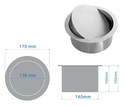 Встроенная Встраиваемая столешница верхняя скамейка мусорное ведро откидная крышка для кухонной гостиницы 304 нержавеющая сталь - Цвет: Round 170cm