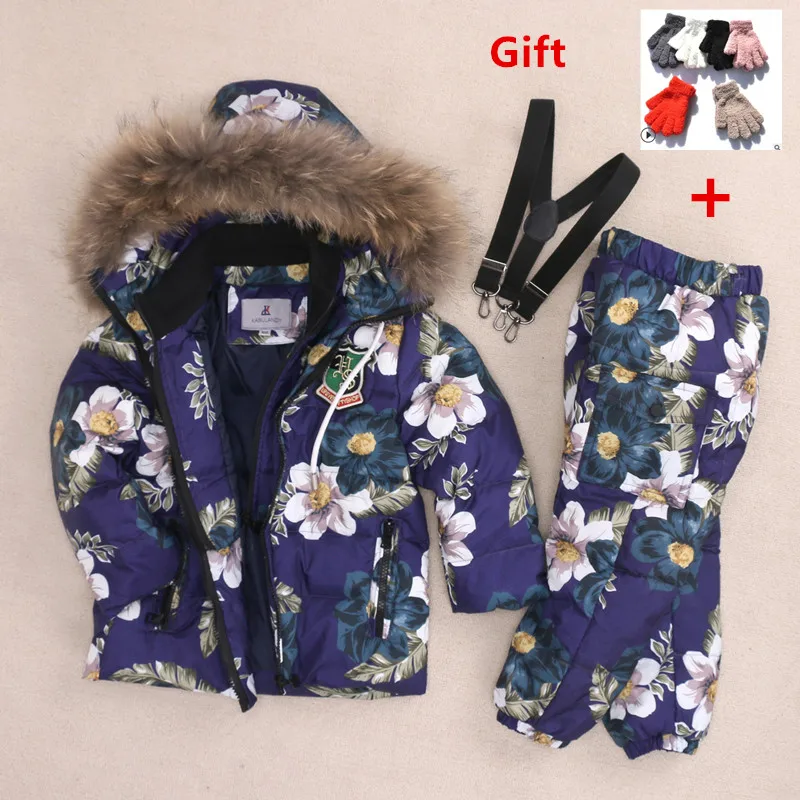 

KABULANDY Children Down Jacket Set Girl Boy Winter Coat Pants 2Pcs Thick Kids Ski Suit Warm Clothes set For Children 2-8 Years