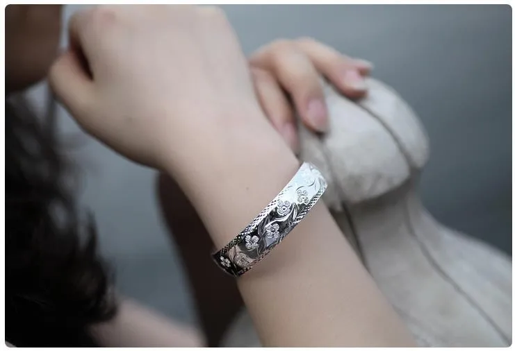 Настоящее серебро 999 пробы браслет для женщин Элегантность Клевер узор тонкий браслет ювелирный браслет