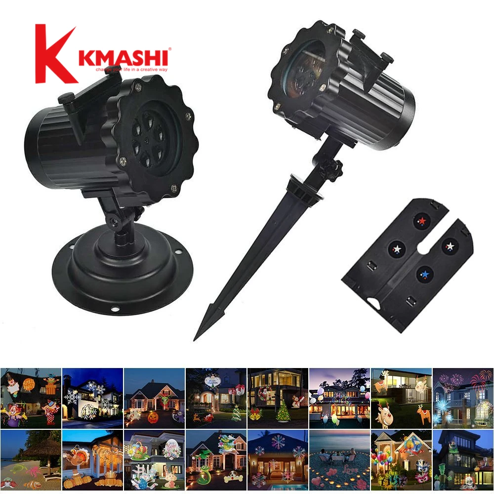 

Kmashi Projector Lights 16 Pattern Gobos Garden Lighting Waterproof Sparkling Landscape Projection Light Christmas Decoration