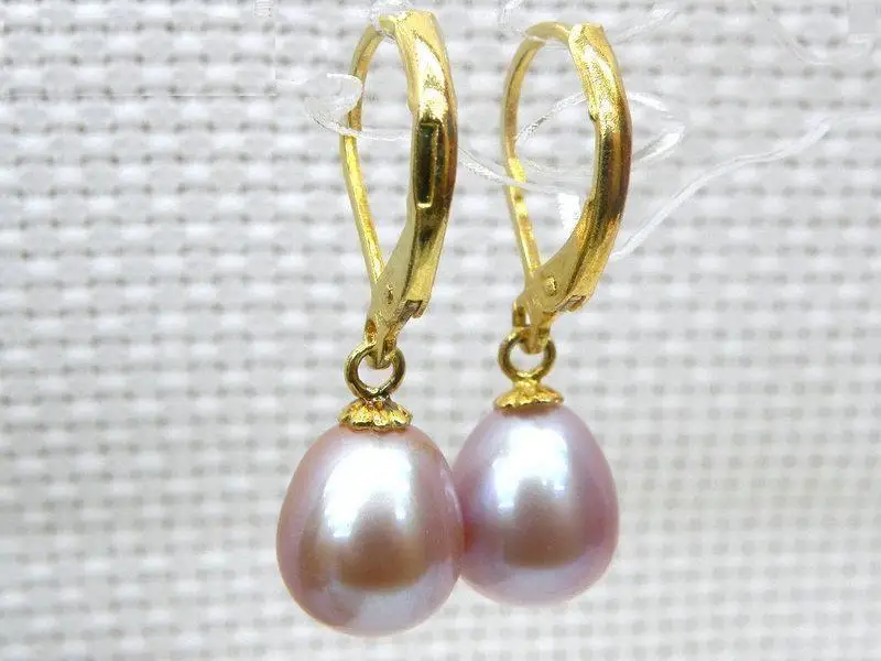 

free shipping 14k/20 YELLOW GOLD PERFECT 10-12 MM AAA++ PINK SOUTH SEA PEARL DANGLE EARRING