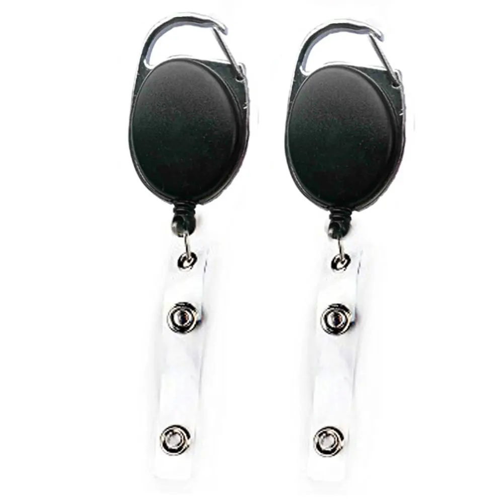 

2PCS Durable Key Reel Self Retracting Oval Professional Badge Holder Elastic Metal Clip Heavy Duty Tools Pocket Buckle Anti Lost