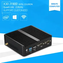 XCY Mini PC J1900 Dual LAN промышленный компьютер Celeron Quad Core 2.0 ГГц безвентиляторный Бизнес компьютер с 4 * USB Порты и разъёмы 2 * RS232