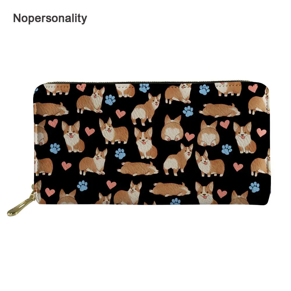 

Nopersonality Cute Corgi Dog Print Women Wallets Long Leather Female Ladies Credit Card Holders Organizer Ladies Coin Purse