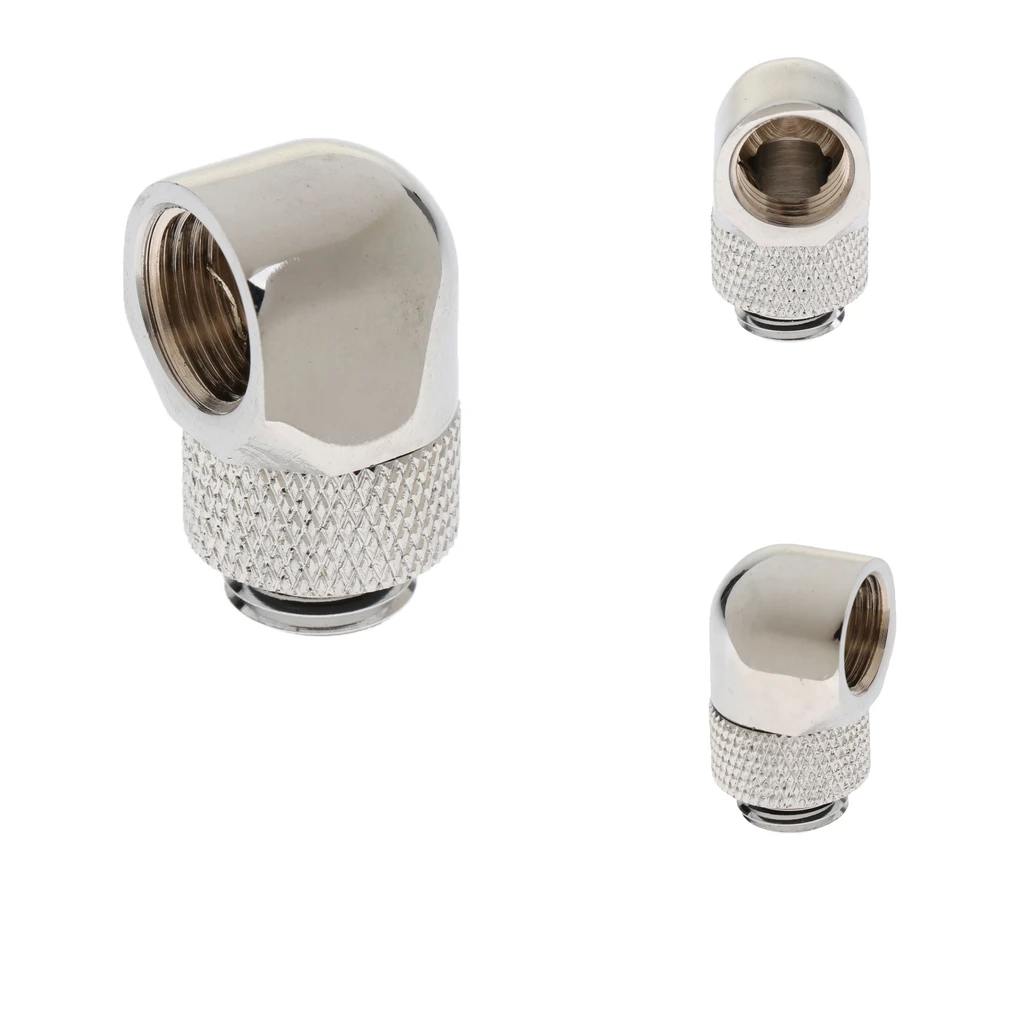 Barrow Brass G1/4 Inches Thread 90 Degree Rotary Joint Fitting Adapter Silver - 3Piece