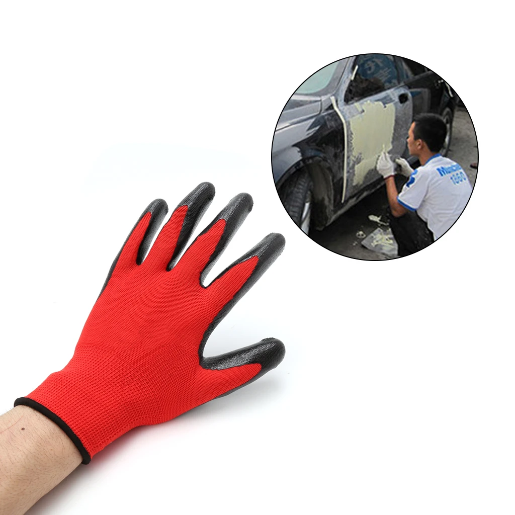 

1 Pair Nitrile Coated Working Gloves Nylon Safety Labour Factory Garden Repair