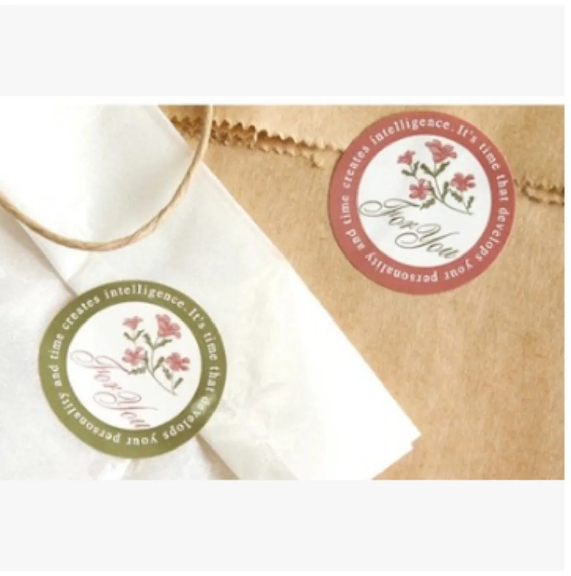 

80Pcs/10Sheets Flower For You Round Two Color Handmade Cake Packaging Sealing Label Kraft Sticker Baking DIY Gift Stickers M1410