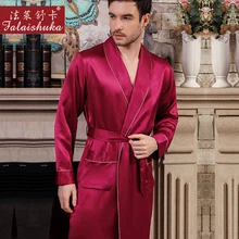 Благородный натуральный шелк мужской Халат Простой Длинный рукав халаты для невесты мужской домашний халат Повседневный модный элегантный мужской Халат Новинка