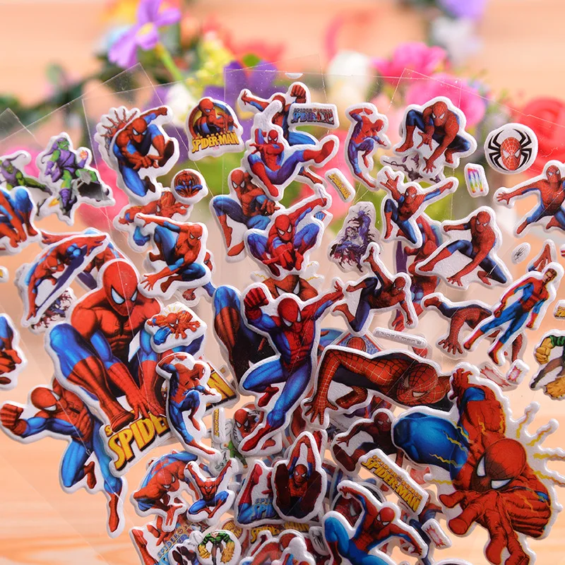 

10 Sheets Spider Man Stickers Avengers SuperHeroes Pegatina Toy DIY Thor Hulk Iron Man Graffit For PVC Scrapbook Gifts For Kids