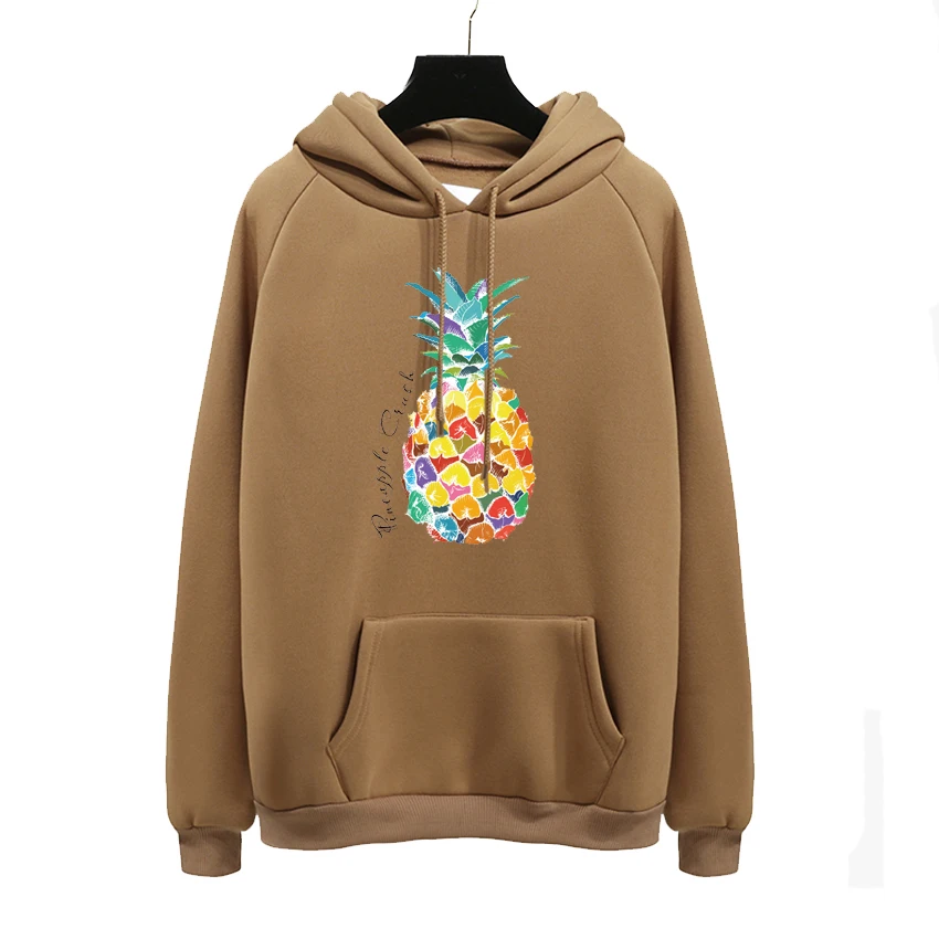  Autumn Warm Fruit Pineapple Harajuku Print Casual Sweatshirt 2018 New Fashion Girl Style Loose Long