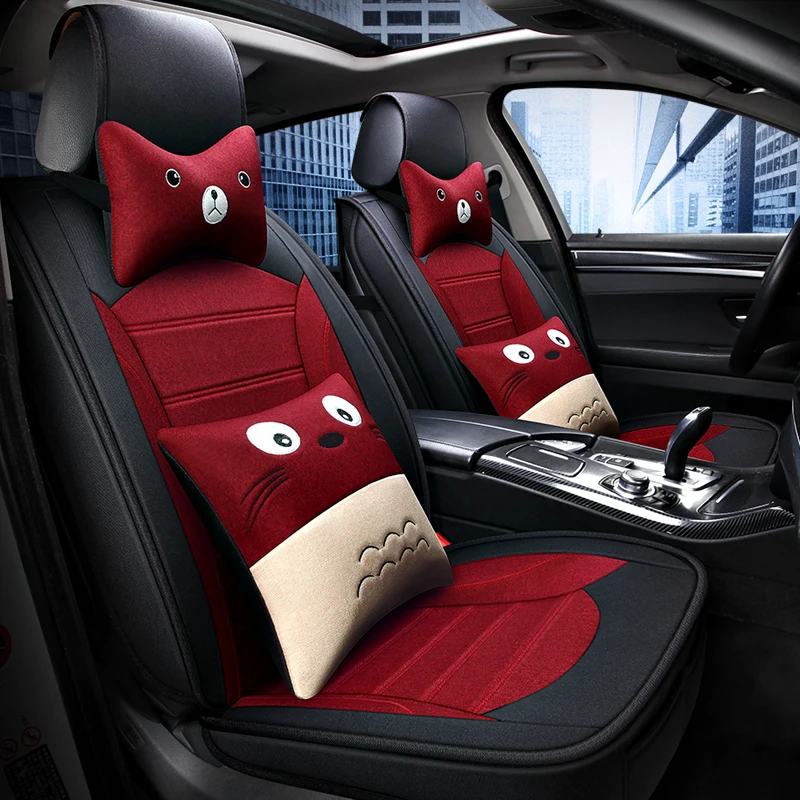 Cute cartoon car seat cover Synthetic Fiber Interior Accessories for audi a4 kia rio 3 vw golf 4 audi a6 c6 vw golf 7 audi a3 8p