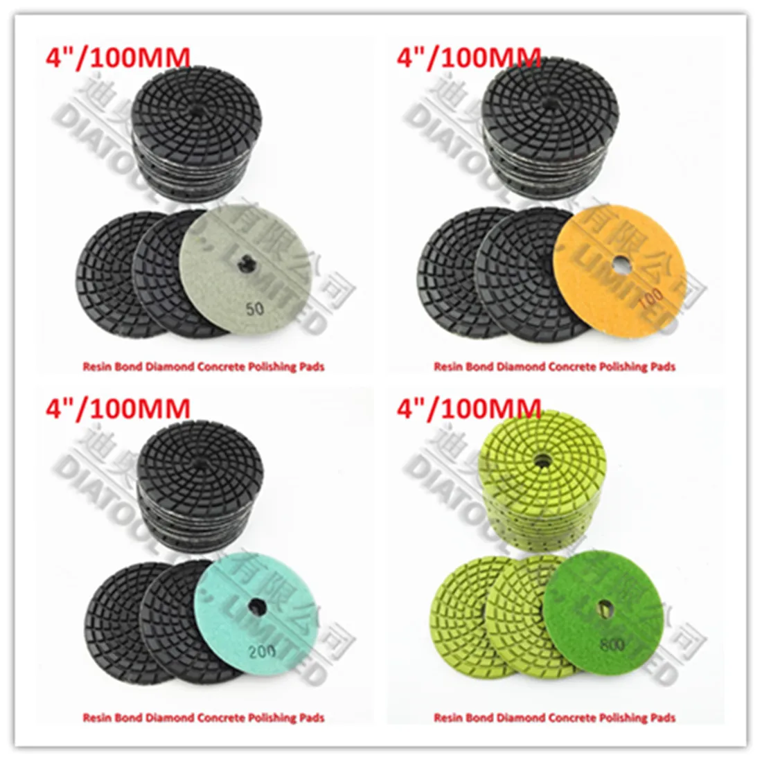 

DIATOOL 12pcs Dia 4inch Floor Renew Sanding Discs Dia 100mm Diamond Resin Bond Concrete Polishing Pads Repairing For Beton