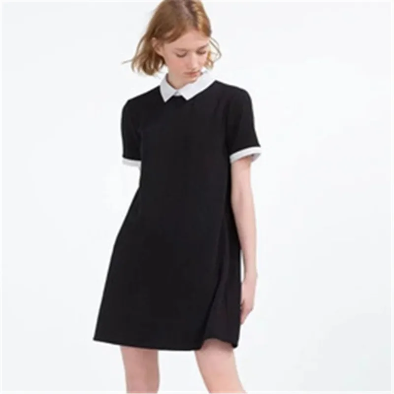 Женское прямое мини платье составного кроя Повседневное с коротким рукавом и