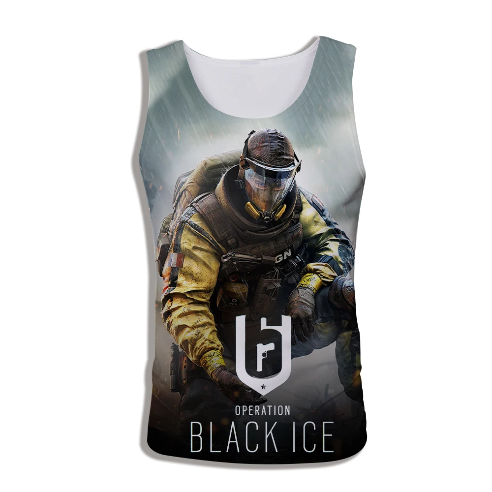 

2019 New Summer Style Mens Tank Tops 3D Print Anime Hot Game Rainbow Six Siege 3D Bodybuilding Vest Sleeveless Tops