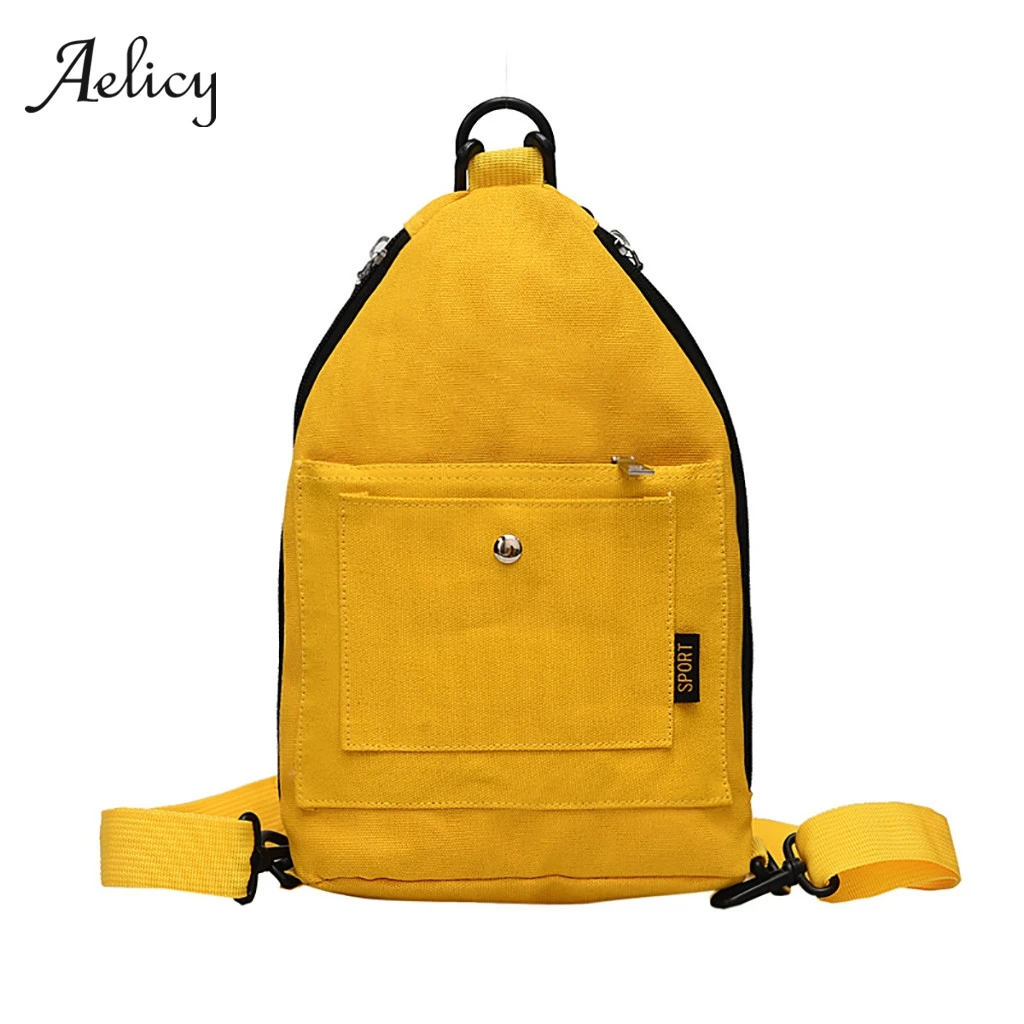 

Aelicy Lightweight Canvas Backpack Small Cute Chest pack Thin Slim Portable Backpack for Women Men Travel Shoulder Bags
