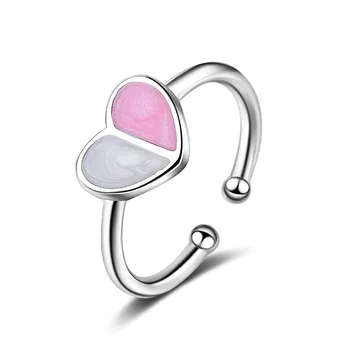 

Fashion 925 Sterling SilverJewelry Heart Rings Open Adjustable Prevent Allergy Finger Ring For Women Bijoux Femme jz003