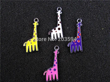 

AE500 Mix Color 100Pcs Alloy Metal Enamel Giraffe Charms Pendants 35x15mm
