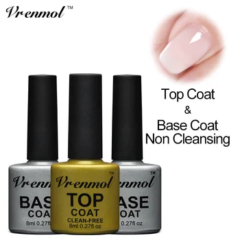 

Vrenmol Top Coat and Base Coat Primer For UV Nail Gel Polish Strengthen Top Coat Soak Off Gel Varnish