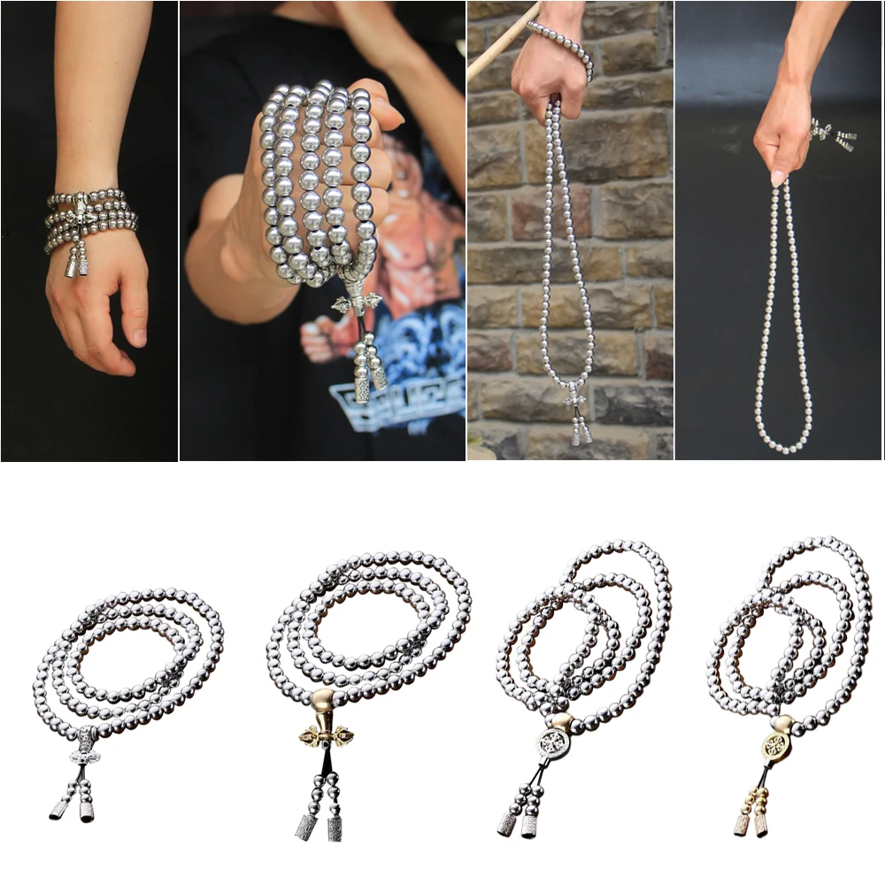 Preise Outdoor 108 Buddha Perlen Selbstverteidigung Hand Armband Halskette Kette Voller Stahl Kette Persönliche Schutz Multi Werkzeuge