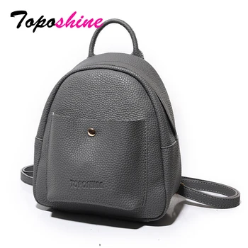 

Toposhine Mini Bag New Korean Backpacks Fashion PU Leather Women Shoulder Bag Solid Pattern Small Backpack Girls School Bag 9001