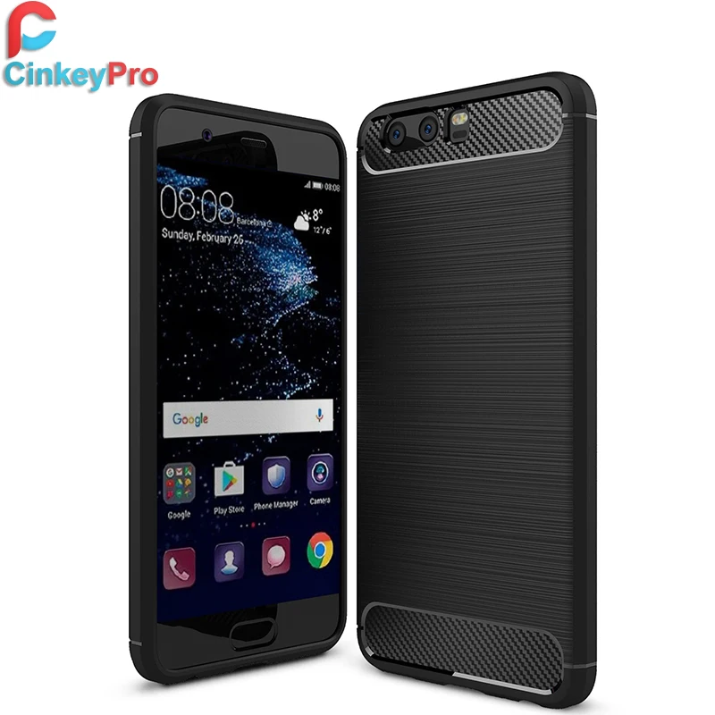 Cinkeypro case для huawei p10 плюс lite кремния углеродного волокна мягкой тпу задняя крышка