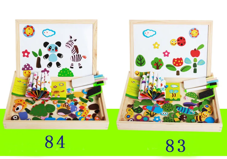 Деревянные головоломки детские игрушки двухсторонняя Многофункциональный магнитная доска для рисования Обучающие игрушки для