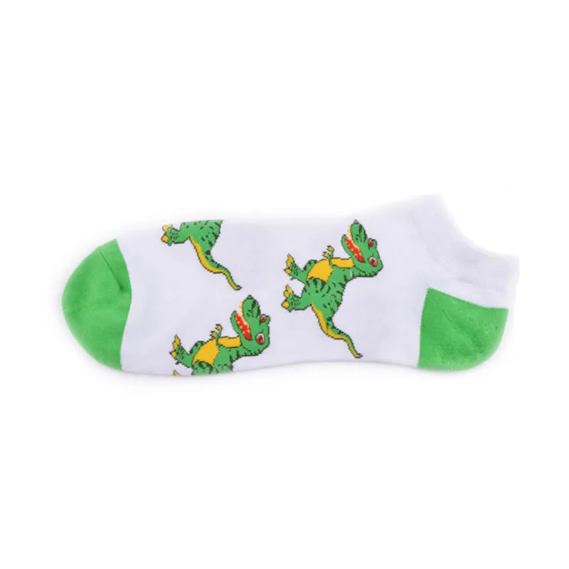 Летние носки с изображением космонавта, мопса, ленивеца, Счастливого цыпленка, уличные носки, хлопковые короткие забавные носки-башмачки для женщин и мужчин, мужские носки, Тапочки - Цвет: 15