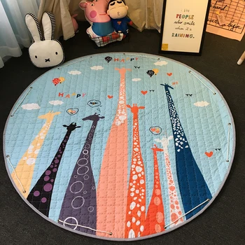 

New 1.5m/59 Inch Kids round rug Baby Play Mat Toys Organizer Drawstring Storage bag Cartoon Animal Children Floor Game Mat