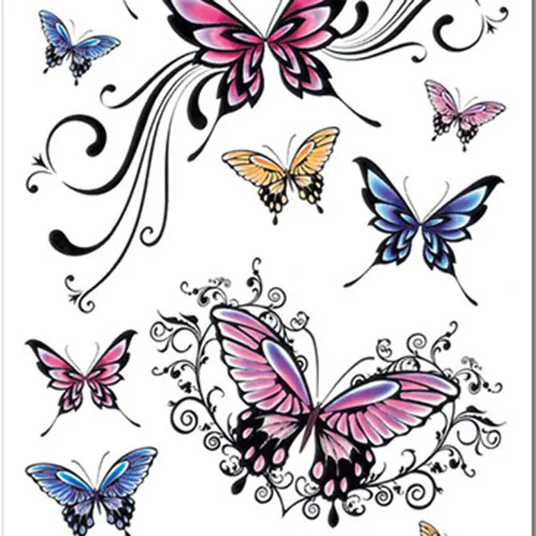 Модный временный боди-арт стикер татуировки s Бабочка сексуальный блеск водонепроницаемый стикер татуировки MH88