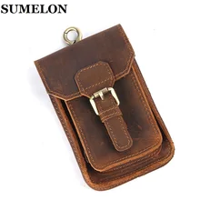 Натуральная кожа винтажные Поясные Сумки Crazy Horse кожаная сумка для путешествий поясная сумка с петлями на бедрах сумка на пояс сумка для мобильного телефона