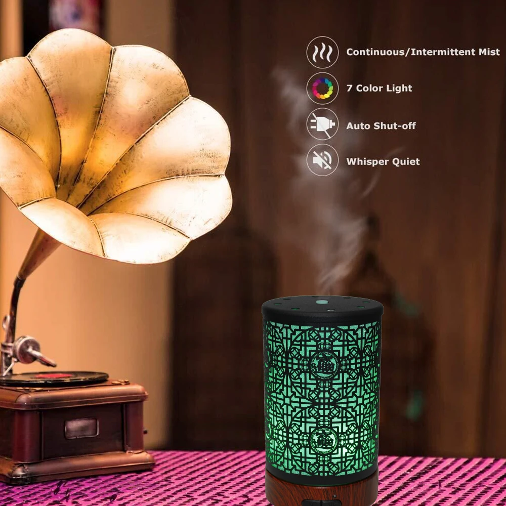 Goedkoop Metalen Handwerk Essentiële Olie Diffuser Gesneden Ijzer Aromatherapie Rustig Luchtbevochtiger 7 Kleuren Nachtlampje Voor Kantoor Baby Thuis Kinderen