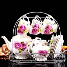 Керамика кофейник, набор 15 шт. цветок Мода чай горшок набор кофе кружки и блюдца посуда