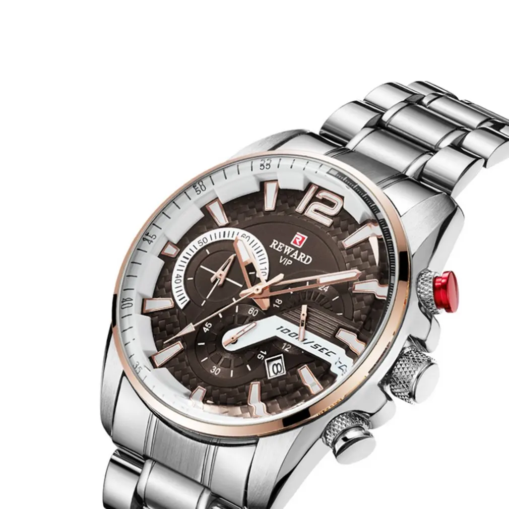 

Wrist Watch Simple Men's Calendar Watch Three-eye Dial Steel Strap Mechanical Watch Japanese Quartz Movement Wat HOT SALE