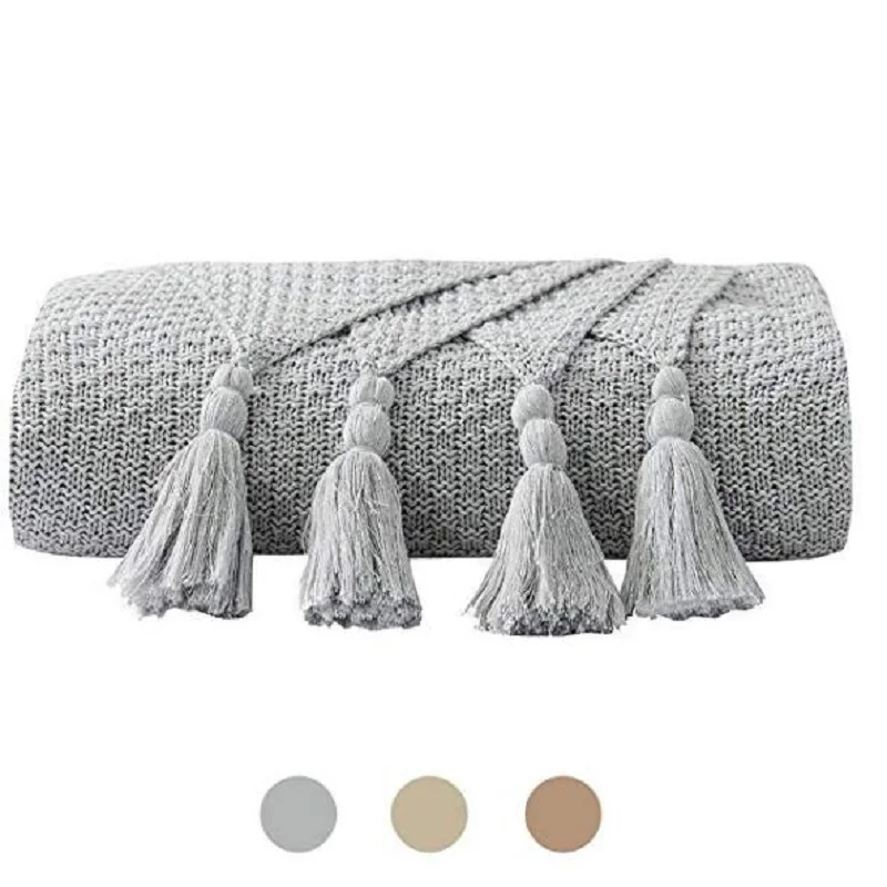 100 Cotton Knitted Throws and Blankets for Sofa Couch Bed Multiple