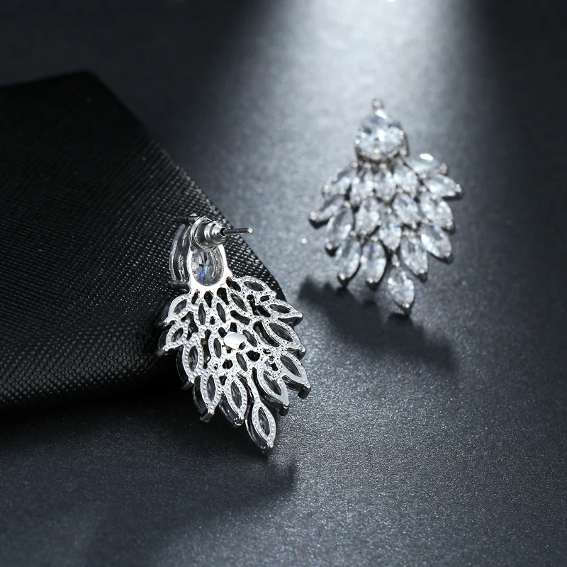 Женские серьги гвоздики серебристого цвета с фианитами|crystal stud earrings|fashion earringsstud