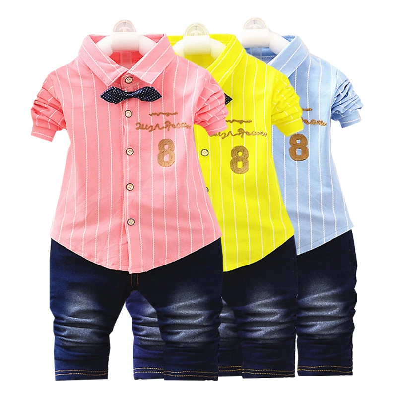 little Kids Boy Clothes Leadership Style Long Sleeve Shirt Jeans