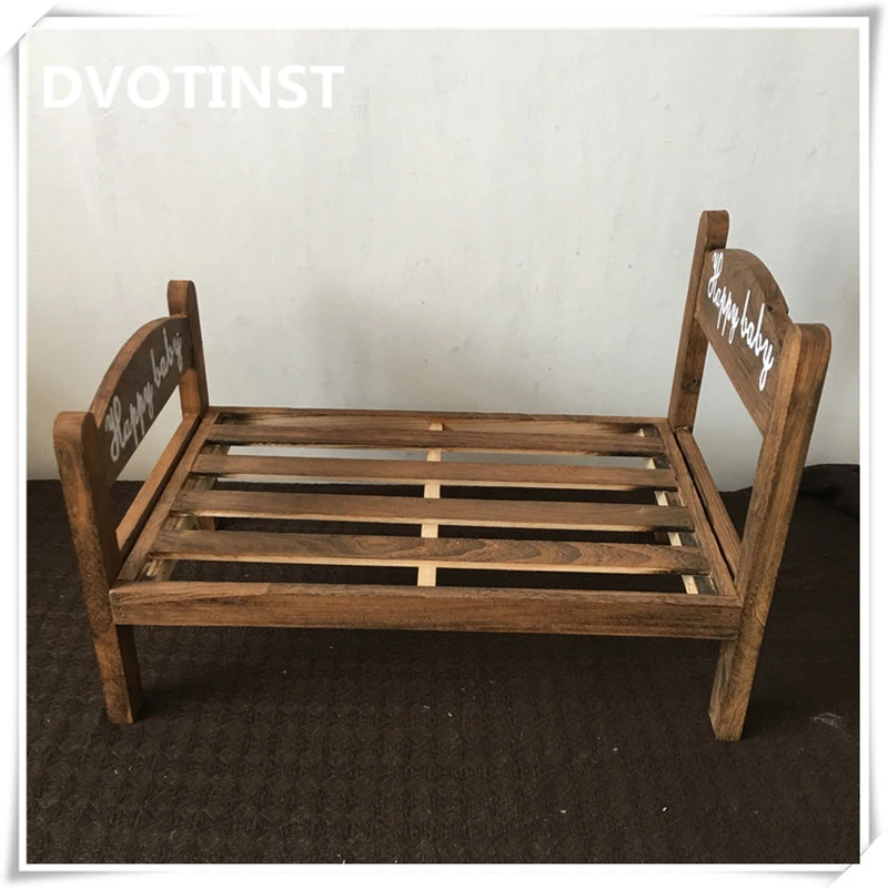 

Dvotinst Newborn Baby Photography Props Solid Wooden Bed Retro Brown Fotografia Accessories Infant Studio Shooting Photo Prop