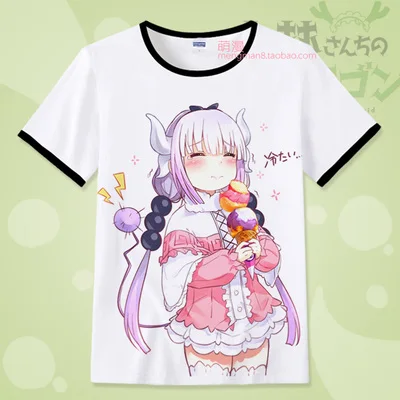 Новая футболка Kobayashi san Chi no Maid Dragon, футболка для костюмированной вечеринки, аниме Maid Kanna, летние хлопковые футболки - Цвет: 20