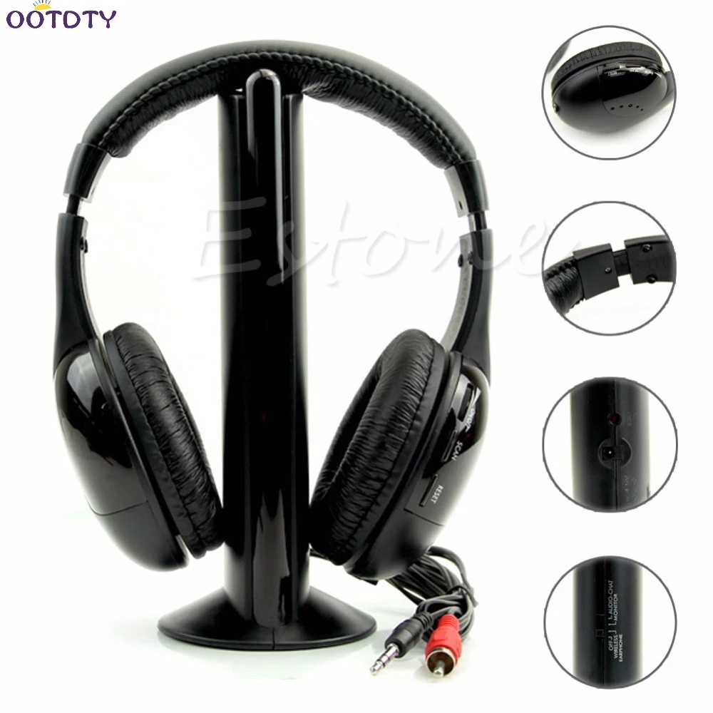 5 in 1 Hi Fi Wireless Headset Headphone Earphone for TV DVD MP3 PC