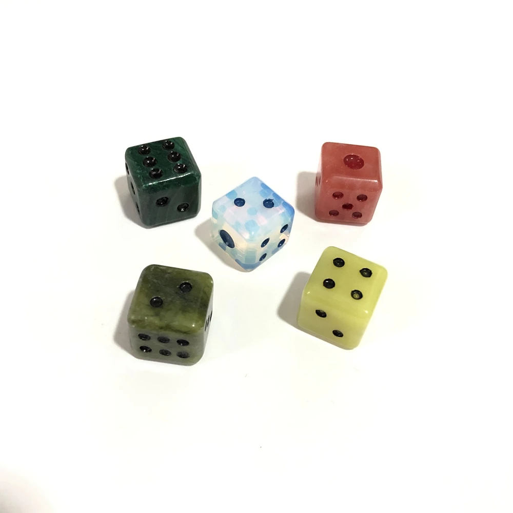 

Wholesale 5pcs Mixed Natural Malachite Lemon Jad e Cherry Quartz Crystal15mm Dice Gem Stone Loose Bead Dice