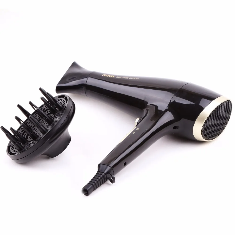RIWA легкий портативный фен для волос 2200 Вт высокой мощности фен Styler диффузор инструмент для укладки волос Низкий уровень шума машина для выдувания пузырей RC-7202