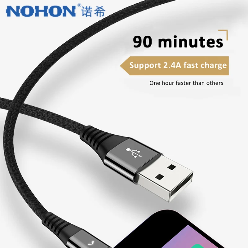 

NOHON 2.4A USB C Charge Cord For Xiaomi Mi5 Type-C Charging Sync Data Line For SamSung Gaxaly S8 Plus LED Phone Charger Cables