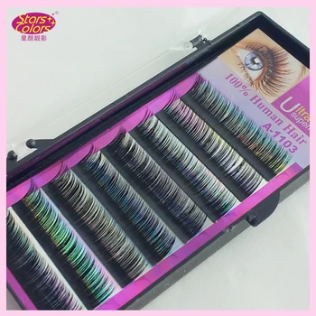 

Hot Sell Free Shipping 10 trays Super Soft 100% Human Hair Single Eyelash 8 lines Natural false Curl C Eye lash make up tools