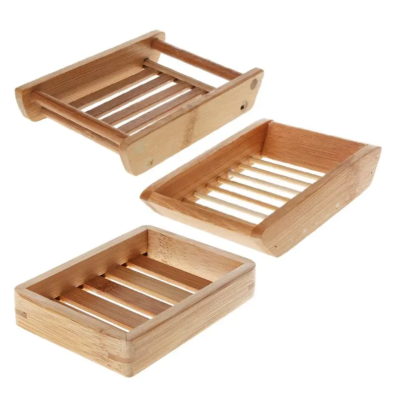 1 Wie das Bild bambù chenguId Portable Soap Dishes Creative simple bamboo manual drain soap box 