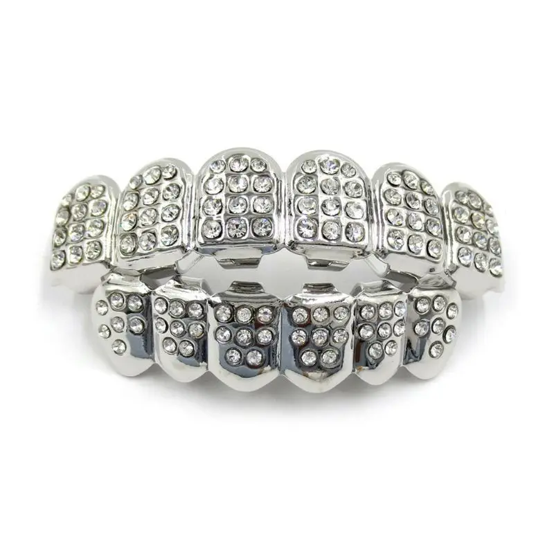 Новые модные золотые и серебряные зубы Grillz Верхняя Нижняя Bling для мужчин и женщин ювелирные изделия