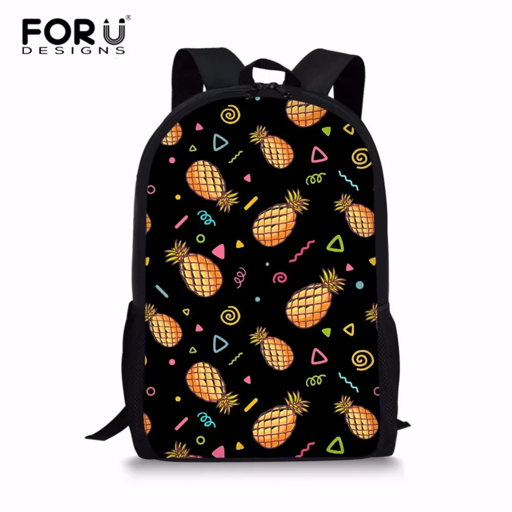 FORUDESIGNS Backpack For Teens Girls Pineapple Print Kids Book Bag Children School Bags Women ...